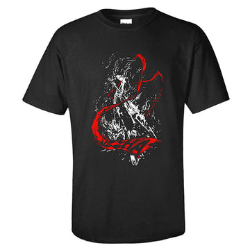 2019 Película Ne Zha Cosplay Camiseta Estampada de Color Negro para Adultos Unisex